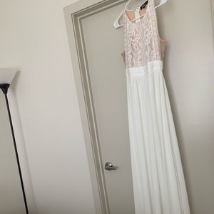 Lulu’s Forever & Always White Lace Maxi Dress